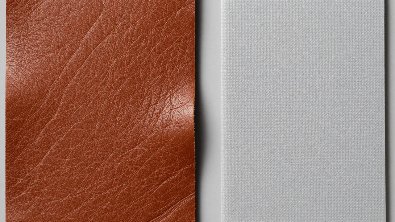 Close-up comparison of real leather vs synthetic texture
