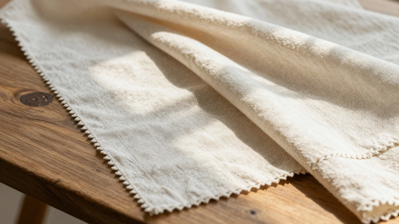 Close up of premium merino, linen, and cotton fabric textures