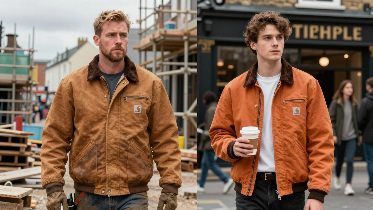 Split image showing Carhartt worn by worker and city dweller in Ireland