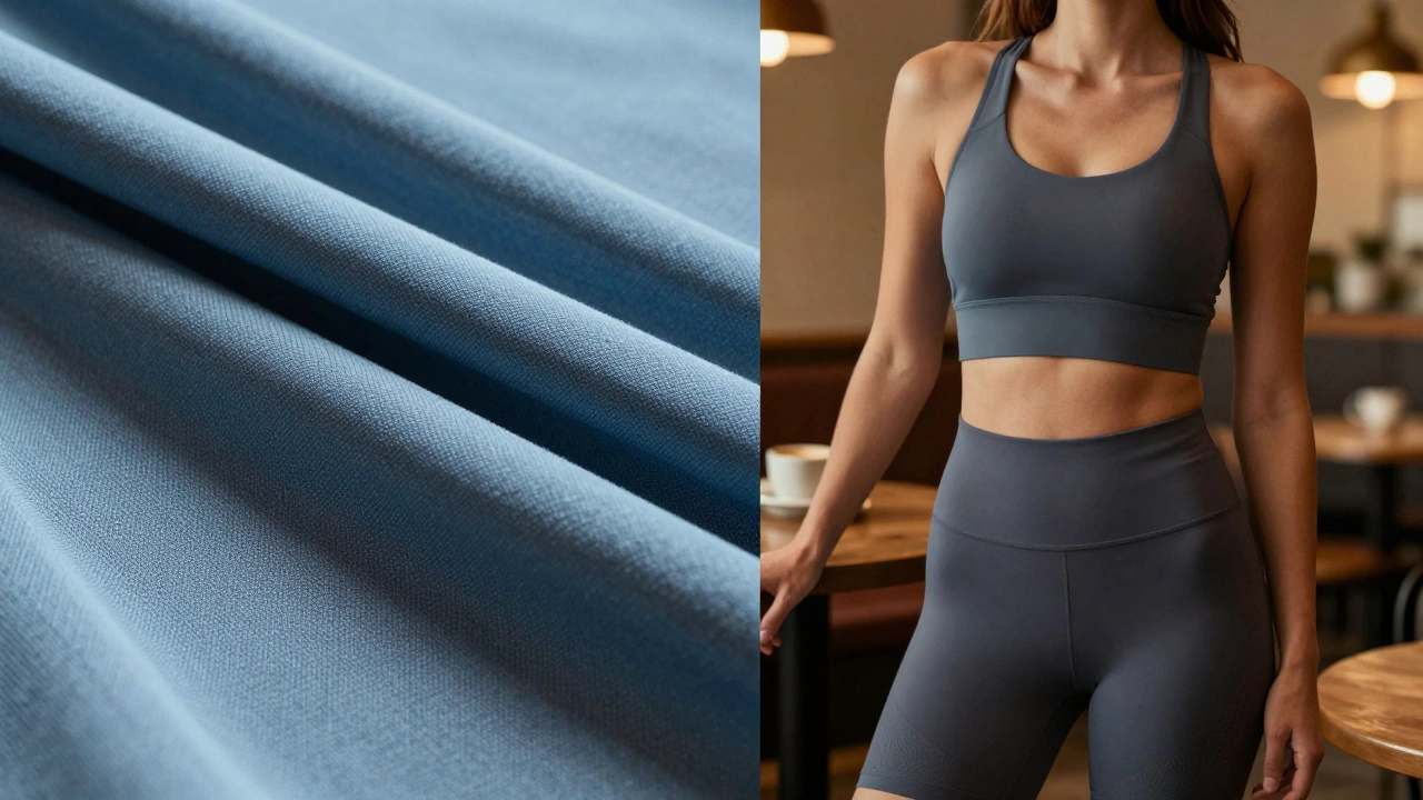 Split image showing technical fabric vs casual fashion use