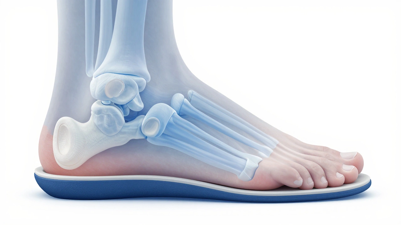 Cross-section of foot with custom orthotic