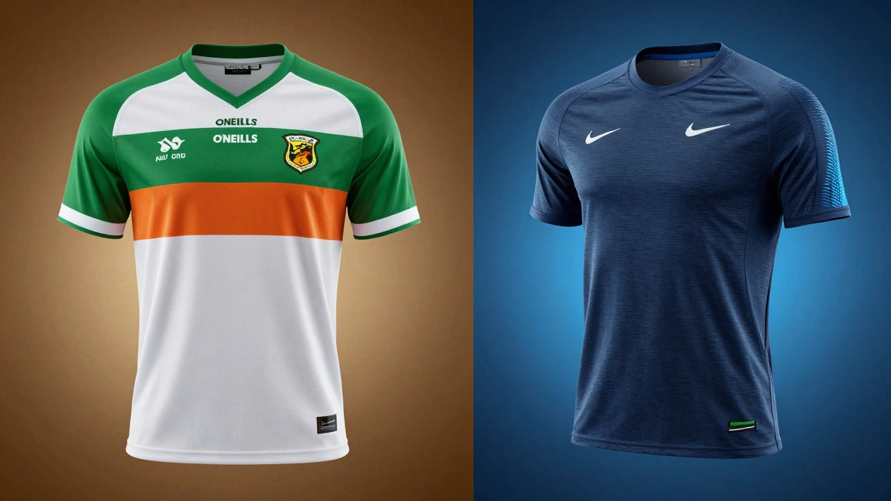 Comparison of traditional Irish GAA jersey vs modern Nike running gear