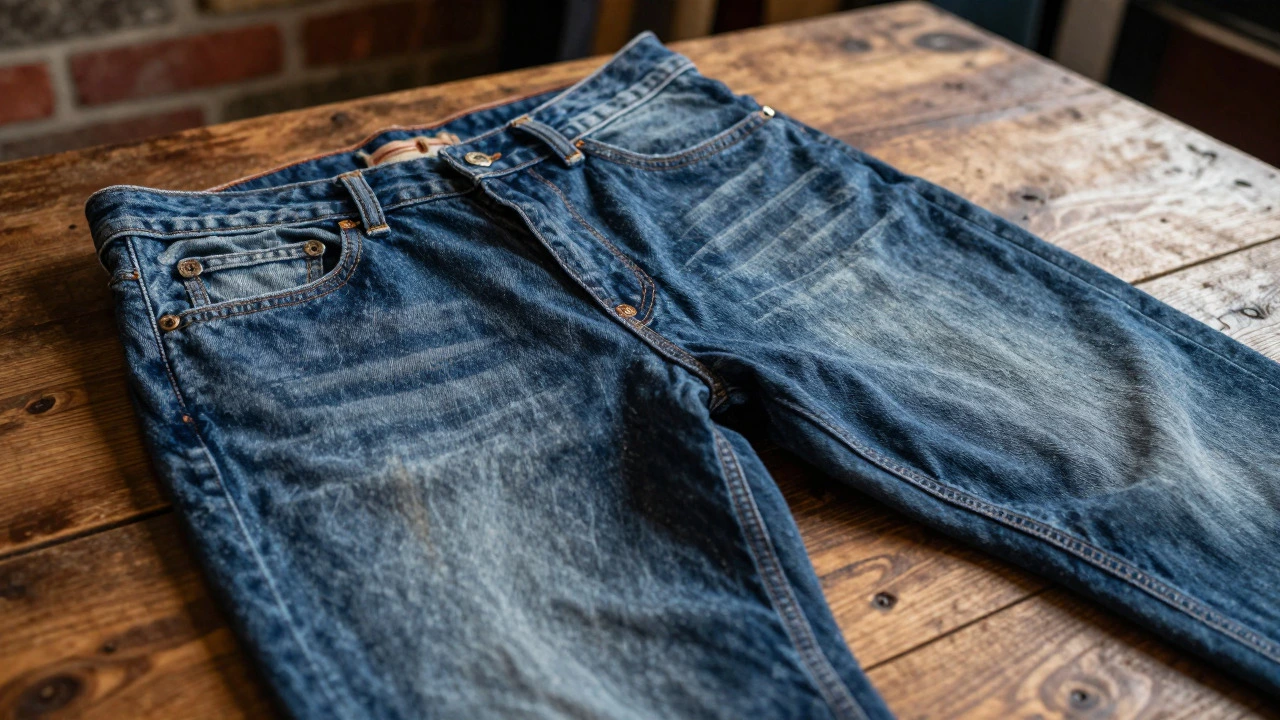 Close-up of vintage Levi's 501 jeans showing fabric texture