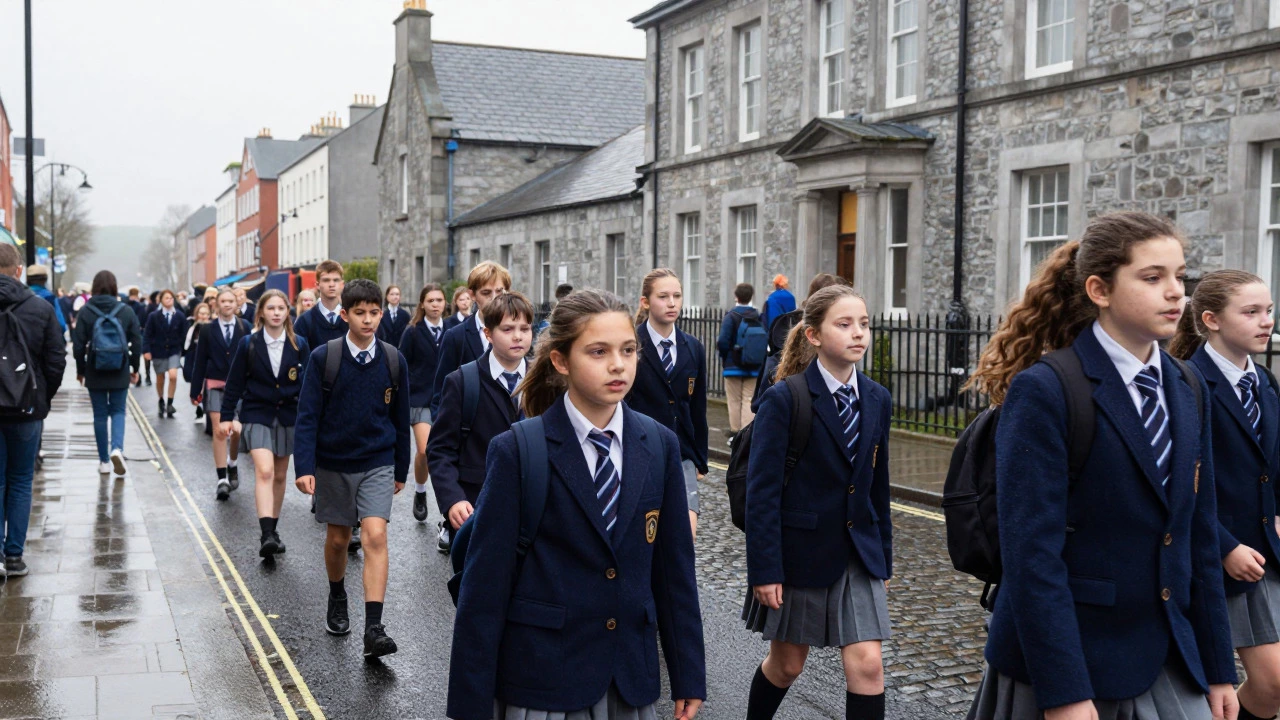 What is the most common school uniform color in Ireland?