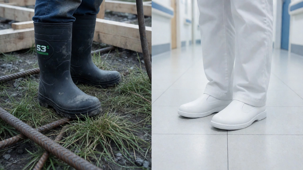 Comparison of construction and medical safety footwear