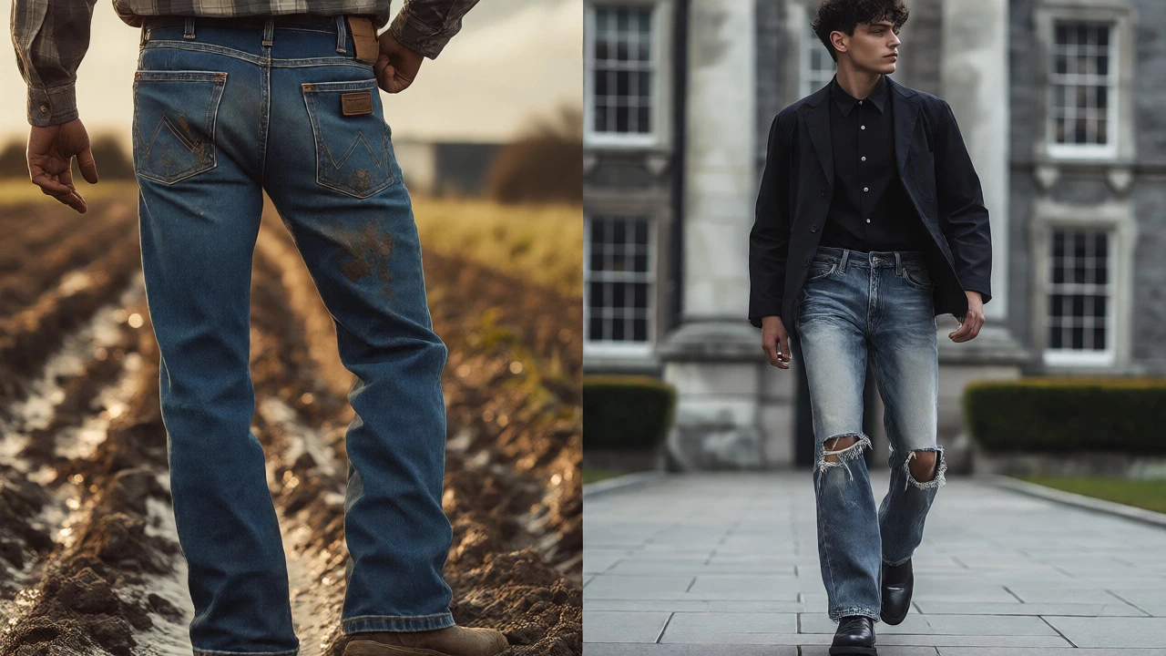 Contrast between Wrangler workwear and Diesel fashion denim